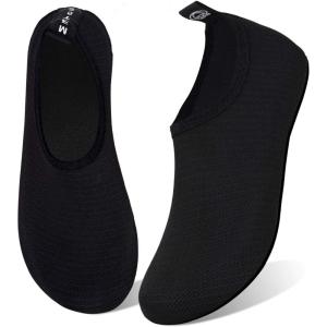 WateLves Water Shoes for Womens Mens Barefoot Quick-Dry Aqua Socks for Beach Swim Surf Yoga Exercise New Translucent Color Soles(N.black)
