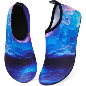 WateLves Water Shoes for Womens Mens Barefoot Quick-Dry Aqua Socks for Beach Swim Surf Yoga Exercise New Translucent Color Soles(Nebula Blue)