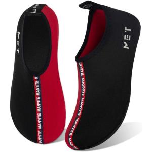WateLves Water Shoes for Womens Mens Barefoot Quick-Dry Aqua Socks for Beach Swim Surf Yoga Exercise New Translucent Color Soles(Pj.black Red)