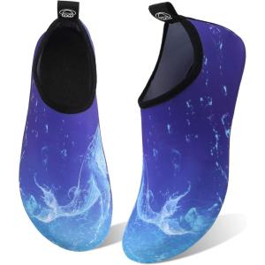 WateLves Water Shoes for Womens Mens Barefoot Quick-Dry Aqua Socks for Beach Swim Surf Yoga Exercise New Translucent Color Soles(Water Whale)