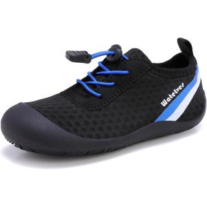 WateLves Wide Toddler Water Shoes Kids Barefoot Athletic Sneakers Girls Boys Quick Dry Aqua Socks for Beach Hiking Swim Kayak Sport Accessories, Camping Essentials(Black Blue)