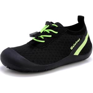 WateLves Wide Toddler Water Shoes Kids Barefoot Athletic Sneakers Girls Boys Quick Dry Aqua Socks for Beach Hiking Swim Kayak Sport Accessories, Camping Essentials(Black/Green)