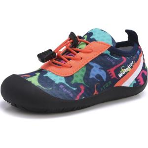 WateLves Wide Toddler Water Shoes Kids Barefoot Athletic Sneakers Girls Boys Quick Dry Aqua Socks for Beach Hiking Swim Kayak Sport Accessories, Camping Essentials(Dinosaurs)