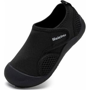 WateLves Wide Toddler Water Shoes Kids Quick Dry Barefoot Shoes Girls Boys Aqua Athletic Sneakers for Beach Hiking Swim Kayak Sport Accessories, Camping Essentials(Black)