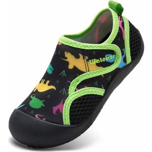 WateLves Wide Toddler Water Shoes Kids Quick Dry Barefoot Shoes Girls Boys Aqua Athletic Sneakers for Beach Hiking Swim Kayak Sport Accessories, Camping Essentials(Dinosaurs)