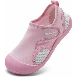 WateLves Wide Toddler Water Shoes Kids Quick Dry Barefoot Shoes Girls Boys Aqua Athletic Sneakers for Beach Hiking Swim Kayak Sport Accessories, Camping Essentials(Pink)