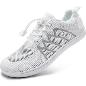 WateLves Wide Water Shoes Mens Womens Barefoot Minimalist Walking Shoes Beach Casual Sneakers Zero Drop Sole(White/Gray)