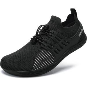 WateLves Wide Water Shoes Womens Mens Barefoot Zero Drop Diabetic Shoes Beach Walking Sneakers(Black)