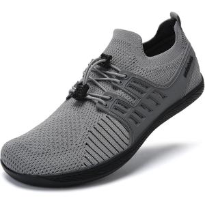 WateLves Wide Water Shoes Womens Mens Barefoot Zero Drop Diabetic Shoes Beach Walking Sneakers(Grey)