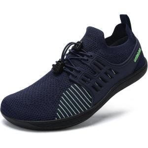 WateLves Wide Water Shoes Womens Mens Barefoot Zero Drop Diabetic Shoes Beach Walking Sneakers(Navy Blue)