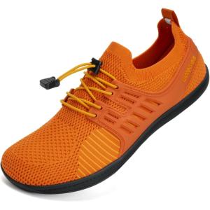 WateLves Wide Water Shoes Womens Mens Barefoot Zero Drop Diabetic Shoes Beach Walking Sneakers(Orange)