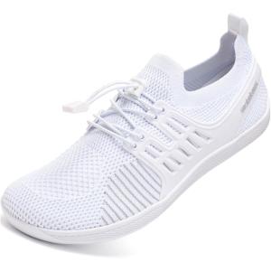 WateLves Wide Water Shoes Womens Mens Barefoot Zero Drop Diabetic Shoes Beach Walking Sneakers(White)