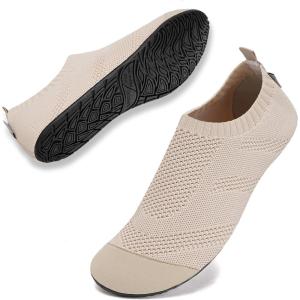 WateLves Womens Barefoot Water Shoes Travel House Slippers for Indoor and Outdoor Aqua Socks for Beach Swim Surf Yoga Dancing Camping Must Haves(Beige-1)