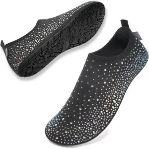 WateLves Womens Barefoot Water Shoes Travel House Slippers for Indoor and Outdoor Aqua Socks for Beach Swim Surf Yoga Dancing Camping Must Haves(Diamond-colorful)