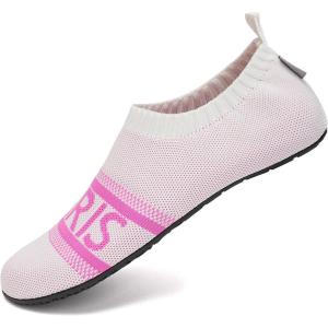 WateLves Womens Barefoot Water Shoes Travel House Slippers for Indoor and Outdoor Aqua Socks for Beach Swim Surf Yoga Dancing Camping Must Haves(Paris-white)