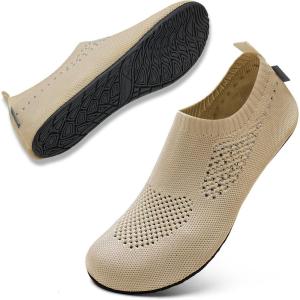 WateLves Womens Barefoot Water Shoes Travel House Slippers for Indoor and Outdoor Aqua Socks for Beach Swim Surf Yoga Dancing Camping Must Haves(Shiny/Beige)