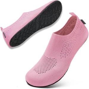 WateLves Womens Barefoot Water Shoes Travel House Slippers for Indoor and Outdoor Aqua Socks for Beach Swim Surf Yoga Dancing Camping Must Haves(Shiny/Pink)
