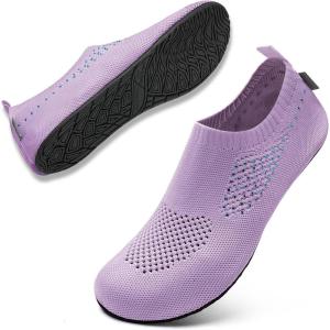 WateLves Womens Barefoot Water Shoes Travel House Slippers for Indoor and Outdoor Aqua Socks for Beach Swim Surf Yoga Dancing Camping Must Haves(Shiny/Purple)