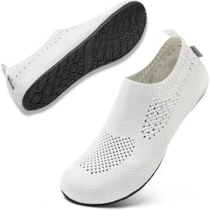 WateLves Womens Barefoot Water Shoes Travel House Slippers for Indoor and Outdoor Aqua Socks for Beach Swim Surf Yoga Dancing Camping Must Haves(Shiny/White)