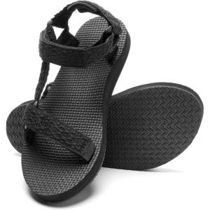WateLves Womens-Sport-Sandals Hiking Sandals with-Arch-Support Webbing-Outdoor-Beach-Water-Sandals for Travel-Walking-Trekking-Camping(Black)