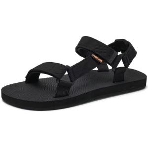 WateLves Womens-Sport-Sandals Hiking Sandals with-Arch-Support Webbing-Outdoor-Beach-Water-Sandals for Travel-Walking-Trekking-Camping(Plain Black)