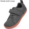WateLves Toddler Little Kid Wide Barefoot The First Walking Shoes Girls Boys Leather Uniform Dress Shoes Lightweight Splay Naturally Minimalist Sneakers(Dark Gray)