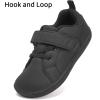 WateLves Toddler Little Kid Wide Barefoot The First Walking Shoes Girls Boys Leather Uniform Dress Shoes Lightweight Splay Naturally Minimalist Sneakers(Black)