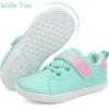 WateLves Toddler Little Kid Wide Barefoot The First Walking Shoes Girls Boys Leather Uniform Dress Shoes Lightweight Splay Naturally Minimalist Sneakers(Green)