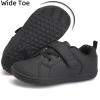 WateLves Toddler Little Kid Wide Barefoot The First Walking Shoes Girls Boys Leather Uniform Dress Shoes Lightweight Splay Naturally Minimalist Sneakers(Black)