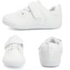 WateLves Toddler Little Kid Wide Barefoot The First Walking Shoes Girls Boys Leather Uniform Dress Shoes Lightweight Splay Naturally Minimalist Sneakers(White)