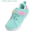 WateLves Toddler Little Kid Wide Barefoot The First Walking Shoes Girls Boys Leather Uniform Dress Shoes Lightweight Splay Naturally Minimalist Sneakers(Green)