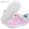 WateLves Toddler Little Kid Wide Barefoot The First Walking Shoes Girls Boys Leather Uniform Dress Shoes Lightweight Splay Naturally Minimalist Sneakers(Pink)