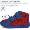 WateLves Toddler Wide Barefoot Shoes Boys Girls Little Kid High Top Minimalist Sneakers | Zero-Drop Healthy Sole | Natural to Grow(Red/Blue)