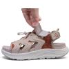 WateLves Womens Wide Orthopedic Diabetic Sandals Summer Walking Hiking Water Outdoor Sandals with Adjustable Strap Comfortable Plantar Fasciitis Arch Support(Beige Brown)