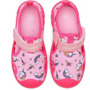 WateLves Girls Boys Water Shoes Quick Dry Slip Aqua Socks for Beach Swim Pool Sandals Outdoor (Toddler/Little Kid)(Unicorn Pink,29)