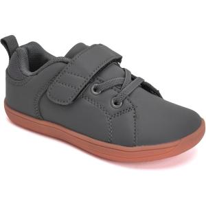 WateLves Toddler Little Kid Wide Barefoot The First Walking Shoes Girls Boys Leather Uniform Dress Shoes Lightweight Splay Naturally Minimalist Sneakers(Dark Gray)