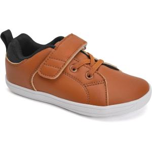 WateLves Toddler Little Kid Wide Barefoot The First Walking Shoes Girls Boys Leather Uniform Dress Shoes Lightweight Splay Naturally Minimalist Sneakers(Brown)