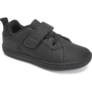 WateLves Toddler Little Kid Wide Barefoot The First Walking Shoes Girls Boys Leather Uniform Dress Shoes Lightweight Splay Naturally Minimalist Sneakers(Black)