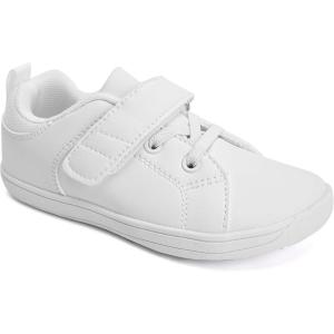 WateLves Toddler Little Kid Wide Barefoot The First Walking Shoes Girls Boys Leather Uniform Dress Shoes Lightweight Splay Naturally Minimalist Sneakers(White)
