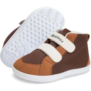 WateLves Toddler Wide Barefoot Shoes Boys Girls Little Kid High Top Minimalist Sneakers | Zero-Drop Healthy Sole | Natural to Grow(Brown)