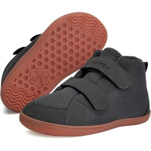 WateLves Toddler Wide Barefoot Shoes Boys Girls Little Kid High Top Minimalist Sneakers | Zero-Drop Healthy Sole | Natural to Grow(Dark Gray)