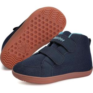 WateLves Toddler Wide Barefoot Shoes Boys Girls Little Kid High Top Minimalist Sneakers | Zero-Drop Healthy Sole | Natural to Grow(Navy)