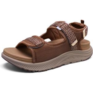 WateLves Womens Wide Orthopedic Diabetic Sandals Summer Walking Hiking Water Outdoor Sandals with Adjustable Strap Comfortable Plantar Fasciitis Arch Support(Mocha Brown)