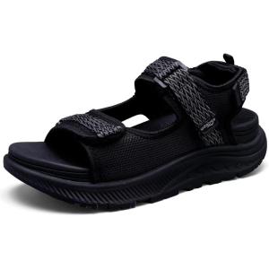 WateLves Womens Wide Orthopedic Diabetic Sandals Summer Walking Hiking Water Outdoor Sandals with Adjustable Strap Comfortable Plantar Fasciitis Arch Support(Black)