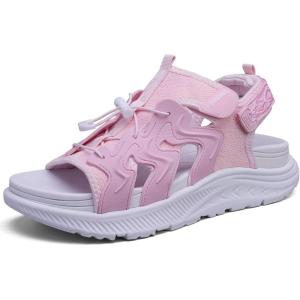 WateLves Womens Wide Orthopedic Diabetic Sandals Summer Walking Hiking Water Outdoor Sandals with Adjustable Strap Comfortable Plantar Fasciitis Arch Support(Pink)