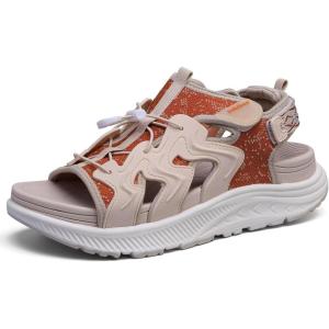 WateLves Womens Wide Orthopedic Diabetic Sandals Summer Walking Hiking Water Outdoor Sandals with Adjustable Strap Comfortable Plantar Fasciitis Arch Support(Beige Brown)