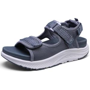 WateLves Womens Wide Orthopedic Diabetic Sandals Summer Walking Hiking Water Outdoor Sandals with Adjustable Strap Comfortable Plantar Fasciitis Arch Support(Dark Grey)