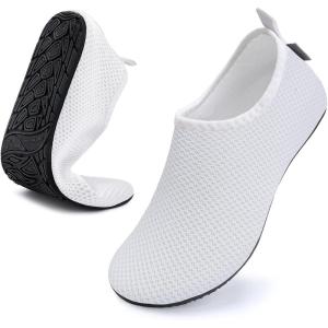 WateLves Womens and Mens Kids Water Shoes Barefoot Quick-Dry Aqua Socks for Beach Swim Surf Yoga Exercise(175-white)