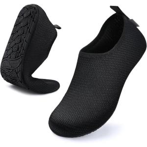WateLves Womens and Mens Kids Water Shoes Barefoot Quick-Dry Aqua Socks for Beach Swim Surf Yoga Exercise(256-black)