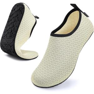 WateLves Womens and Mens Kids Water Shoes Barefoot Quick-Dry Aqua Socks for Beach Swim Surf Yoga Exercise(Beige)